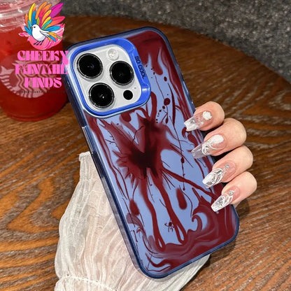 Fashion Devil Red Bloody Plating Phone Case For IPhone 16 15 14 13 12 11 Promax Plus XS  New Advanced Anti Drop Shockproof Cover Cheeky Fantail Finds