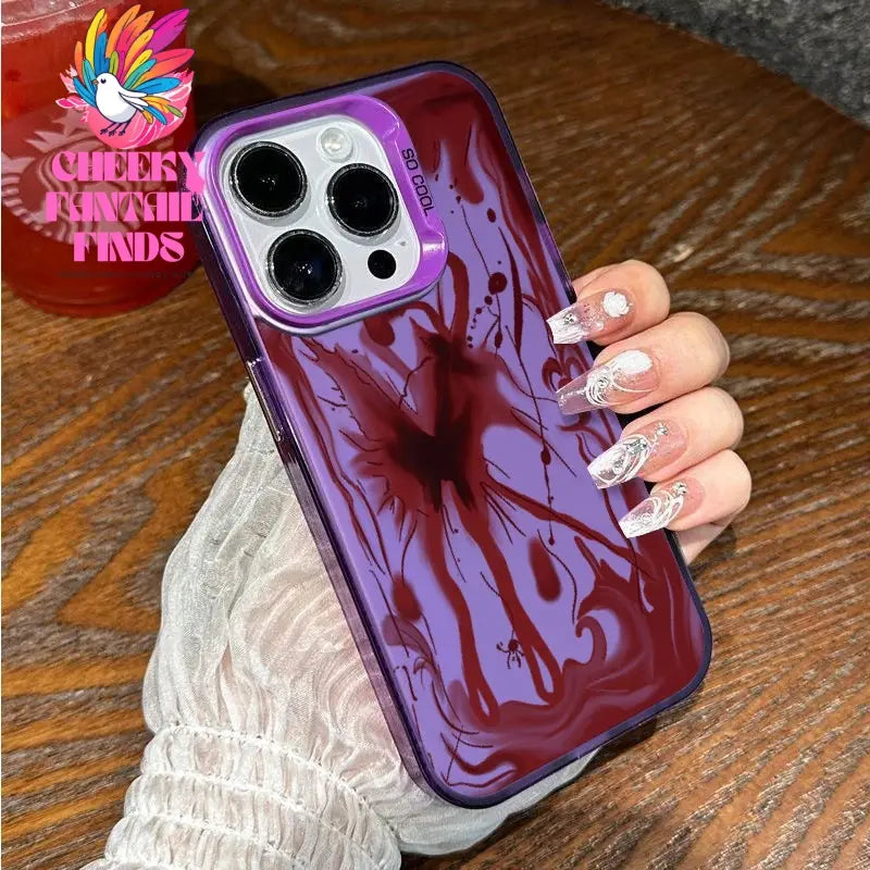 Fashion Devil Red Bloody Plating Phone Case For IPhone 16 15 14 13 12 11 Promax Plus XS  New Advanced Anti Drop Shockproof Cover Cheeky Fantail Finds