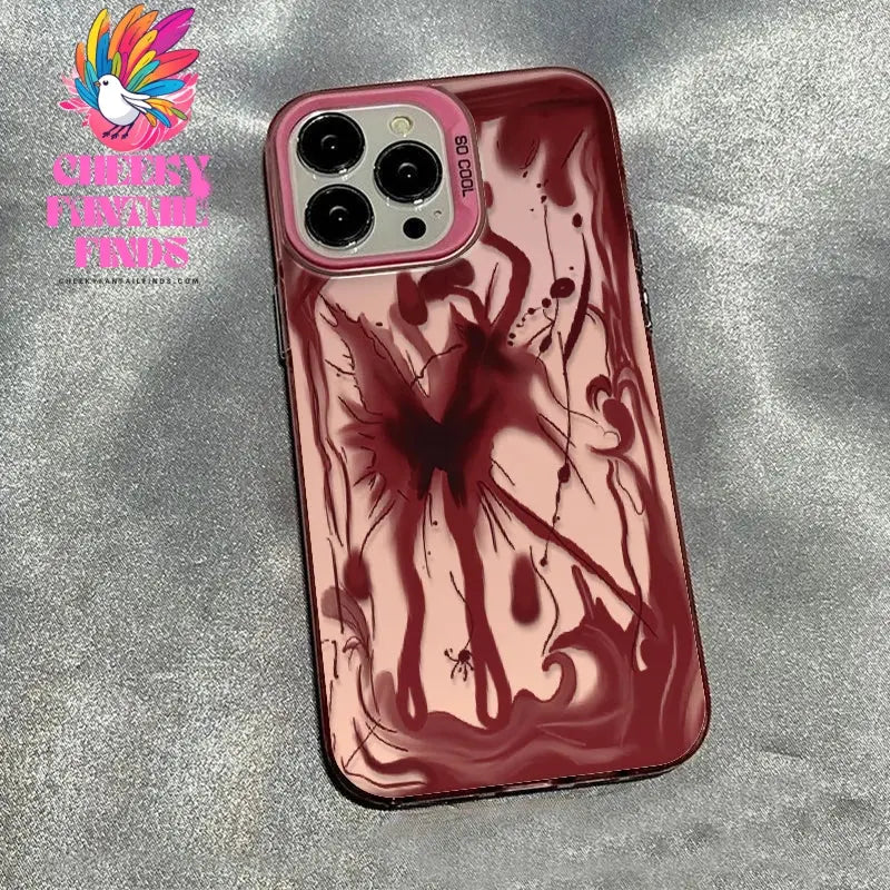 Fashion Devil Red Bloody Plating Phone Case For IPhone 16 15 14 13 12 11 Promax Plus XS  New Advanced Anti Drop Shockproof Cover Cheeky Fantail Finds