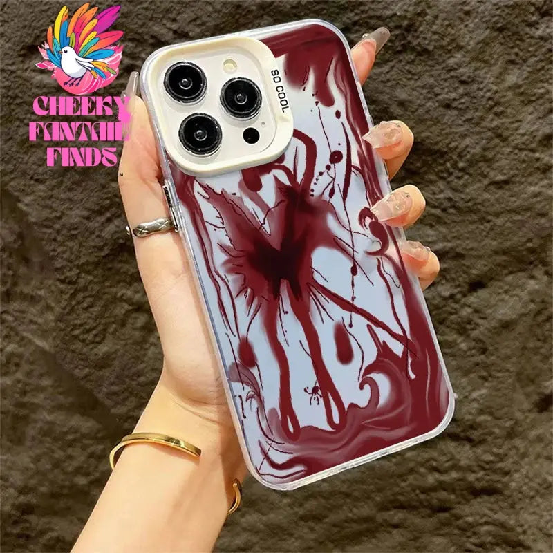 Fashion Devil Red Bloody Plating Phone Case For IPhone 16 15 14 13 12 11 Promax Plus XS  New Advanced Anti Drop Shockproof Cover Cheeky Fantail Finds