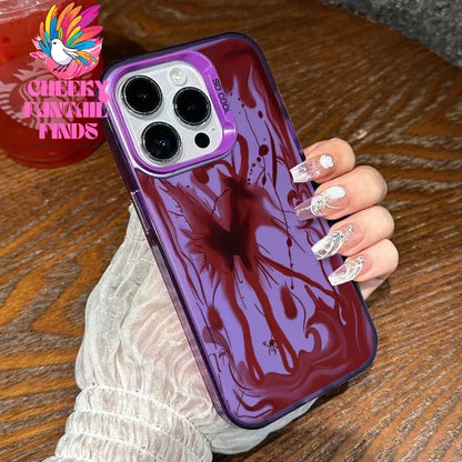 Fashion Devil Red Bloody Plating Phone Case For IPhone 16 15 14 13 12 11 Promax Plus XS  New Advanced Anti Drop Shockproof Cover Cheeky Fantail Finds