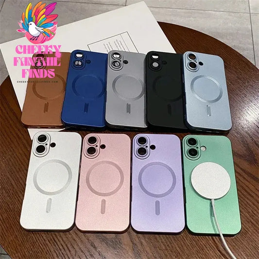 Fashion Luxury Matte Magnetic Case For iPhone 15 14 13 12 11 Pro Max Plus Phone Cases For Magsafe Shockproof Bumper Soft Cover Cheeky Fantail Finds