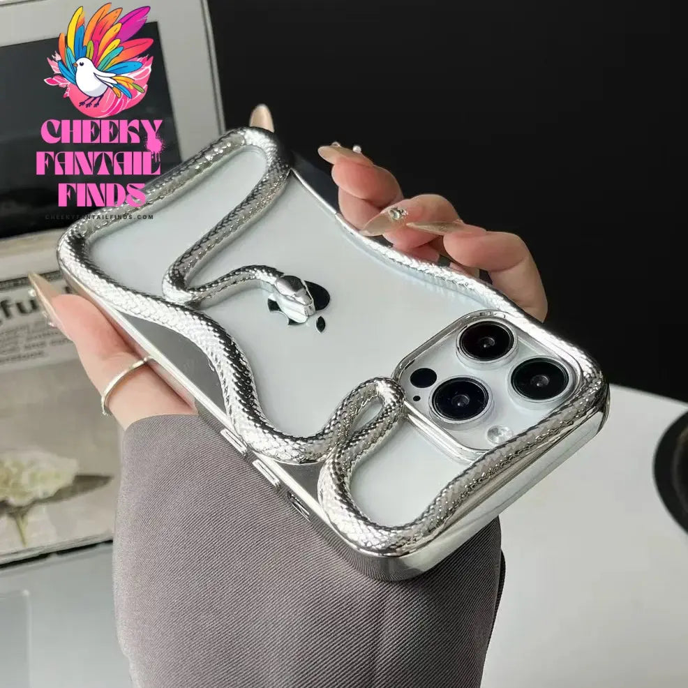 Fashion Snake Pattern Case For iPhone 16 Pro Max 15 14 Pro Luxry Plating Hollow Out Cover For iPhone 13 12 11 Transparent Cover Cheeky Fantail Finds
