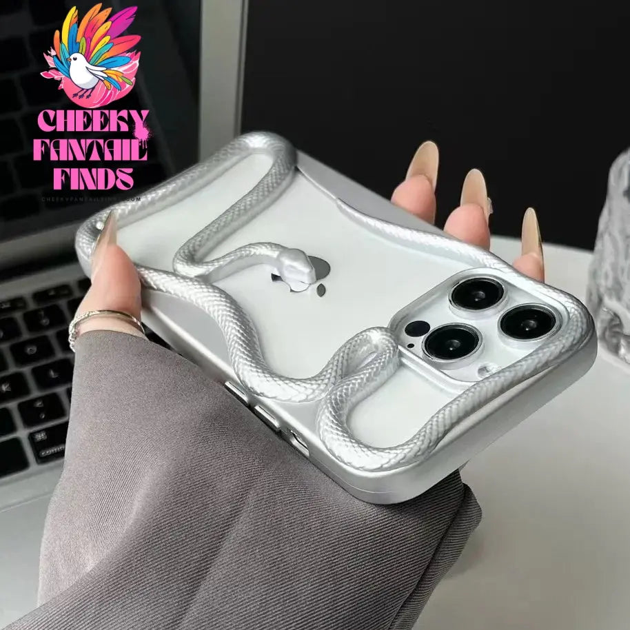 Fashion Snake Pattern Case For iPhone 16 Pro Max 15 14 Pro Luxry Plating Hollow Out Cover For iPhone 13 12 11 Transparent Cover Cheeky Fantail Finds