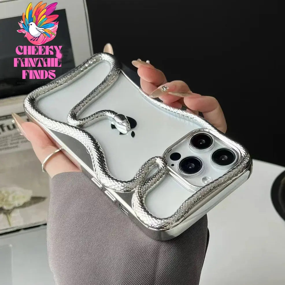 Fashion Snake Pattern Case For iPhone 16 Pro Max 15 14 Pro Luxry Plating Hollow Out Cover For iPhone 13 12 11 Transparent Cover Cheeky Fantail Finds