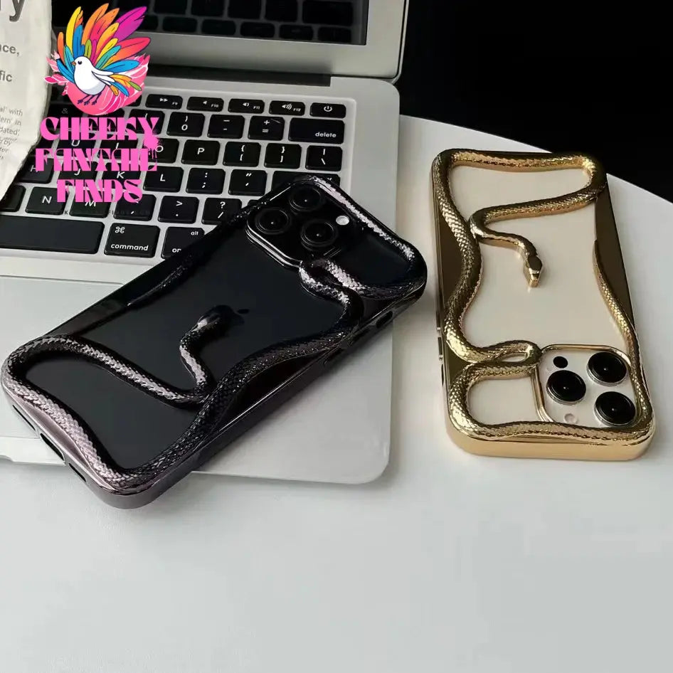 Fashion Snake Pattern Case For iPhone 16 Pro Max 15 14 Pro Luxry Plating Hollow Out Cover For iPhone 13 12 11 Transparent Cover Cheeky Fantail Finds