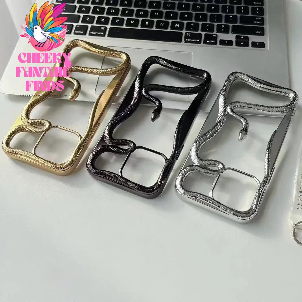 Fashion Snake Pattern Case For iPhone 16 Pro Max 15 14 Pro Luxry Plating Hollow Out Cover For iPhone 13 12 11 Transparent Cover Cheeky Fantail Finds