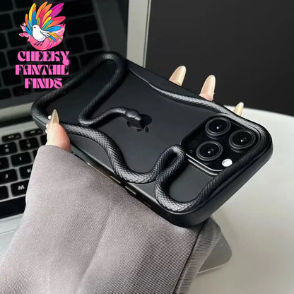Fashion Snake Pattern Case For iPhone 16 Pro Max 15 14 Pro Luxry Plating Hollow Out Cover For iPhone 13 12 11 Transparent Cover Cheeky Fantail Finds