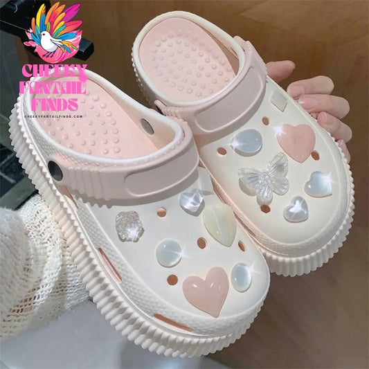 Fashion trends Hole Shoe Charms for DIY Water Diamond Love Shoe Buckle Decoration for Shoe Charm Accessories Kids Party Gift Cheeky Fantail Finds