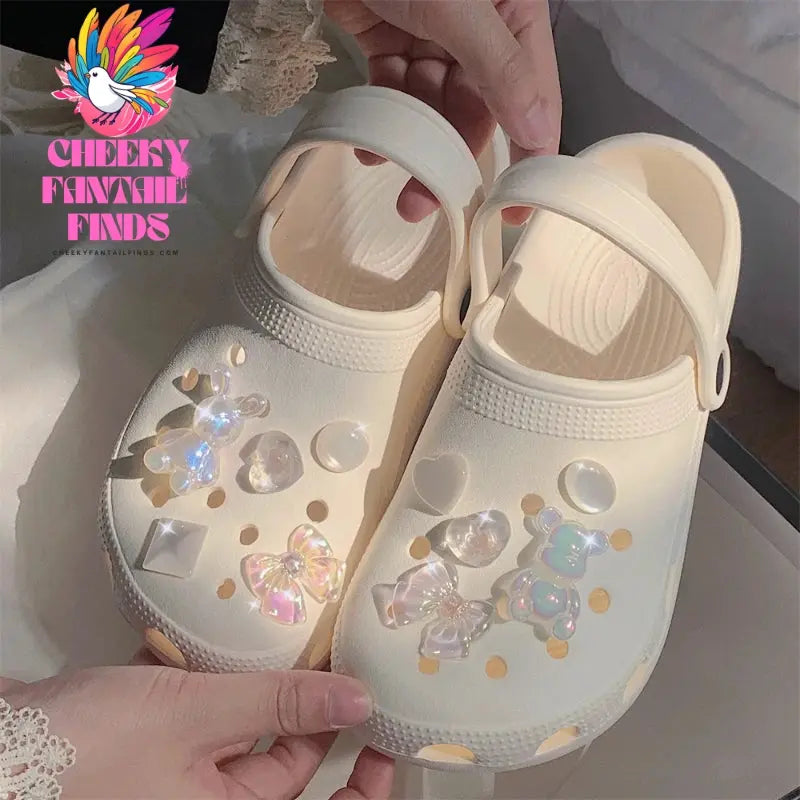 Fashion trends Hole Shoe Charms for DIY Water Diamond Love Shoe Buckle Decoration for Shoe Charm Accessories Kids Party Gift Cheeky Fantail Finds
