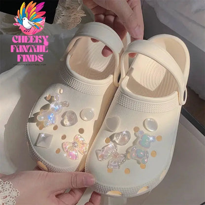 Fashion trends Hole Shoe Charms for DIY Water Diamond Love Shoe Buckle Decoration for Shoe Charm Accessories Kids Party Gift Cheeky Fantail Finds