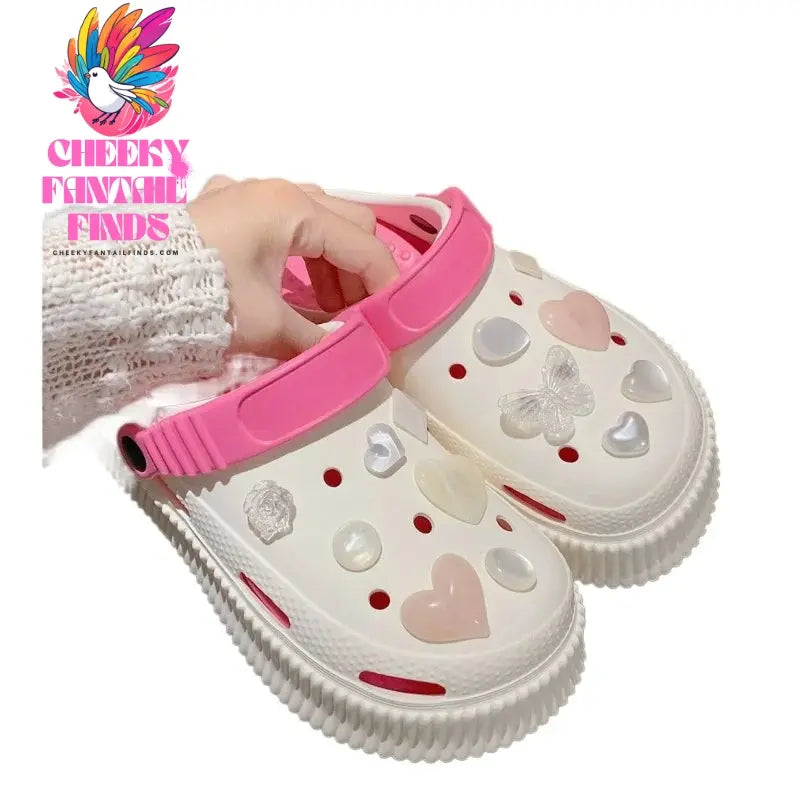 Fashion trends Hole Shoe Charms for DIY Water Diamond Love Shoe Buckle Decoration for Shoe Charm Accessories Kids Party Gift Cheeky Fantail Finds