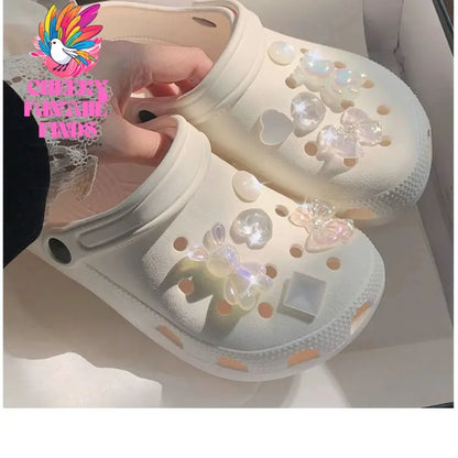 Fashion trends Hole Shoe Charms for DIY Water Diamond Love Shoe Buckle Decoration for Shoe Charm Accessories Kids Party Gift Cheeky Fantail Finds