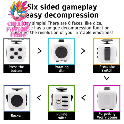 Fidget Cube Antistress Hand Spinner Decompression Toy for Autism ADHD Anxiety Sensory Toys for Kids Adults Stress Relief Toys Cheeky Fantail Finds