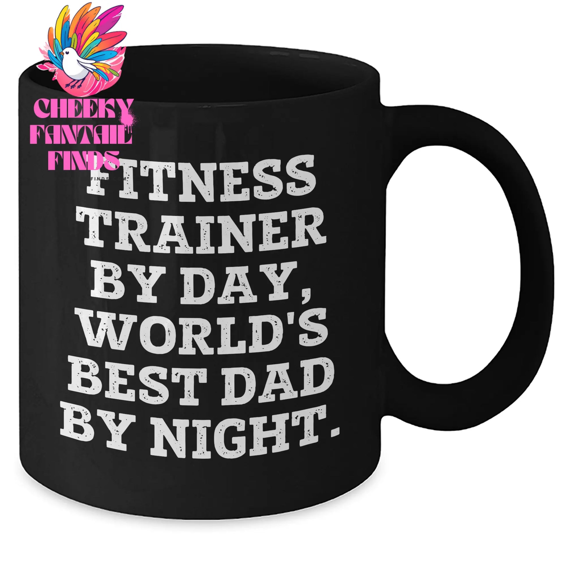 Fitness Trainers' Humorous Mug, Funny Gift from Men, Unique Father's Day Unique Gift for Fitness Trainers, 'Fitness Trainer By Day, World's Best Dad By Night.' - Additional