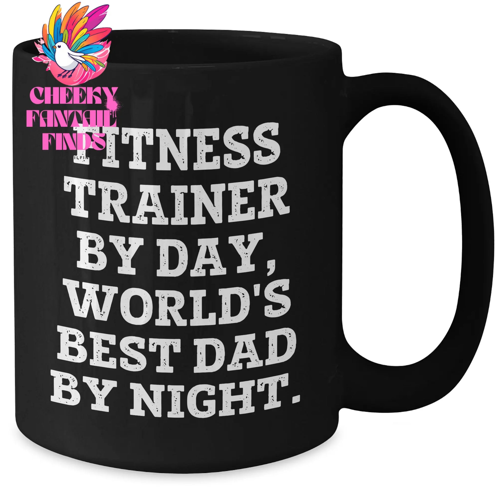 Fitness Trainers' Humorous Mug, Funny Gift from Men, Unique Father's Day Unique Gift for Fitness Trainers, 'Fitness Trainer By Day, World's Best Dad By Night.' - Additional