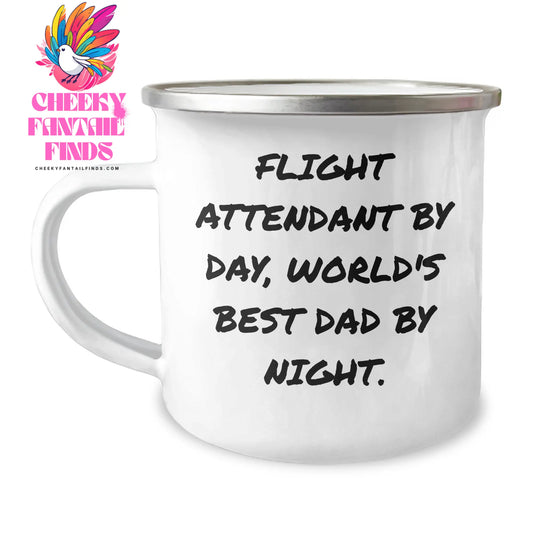 Flight Attendant Humor Gifts, Funny Camping Mug for Men, Flight Attendant By Day, World's Best Dad By Night, Unique Father's Day Unique Gifts from Men to Family - Image 1