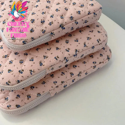 Flower Printed Laptop Sleeve Quilted Laptop Carrying Case Cute Flower Computer Sleeve Cute for 11-15 Inch Laptop Tablet Cheeky Fantail Finds