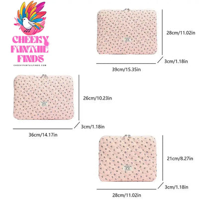 Flower Printed Laptop Sleeve Quilted Laptop Carrying Case Cute Flower Computer Sleeve Cute for 11-15 Inch Laptop Tablet Cheeky Fantail Finds