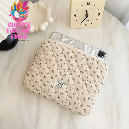 Flower Printed Laptop Sleeve Quilted Laptop Carrying Case Cute Flower Computer Sleeve Cute for 11-15 Inch Laptop Tablet Cheeky Fantail Finds