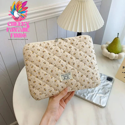 Flower Printed Laptop Sleeve Quilted Laptop Carrying Case Cute Flower Computer Sleeve Cute for 11-15 Inch Laptop Tablet Cheeky Fantail Finds