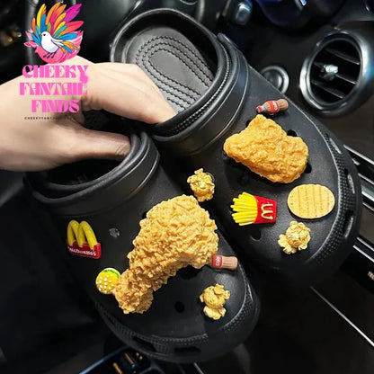 Food Chicken Wing Coke Shoe Charms Designer DIY Simulation Fries Popcorn Shoes Decaration For Clogs Kids Women Gifts New Cheeky Fantail Finds