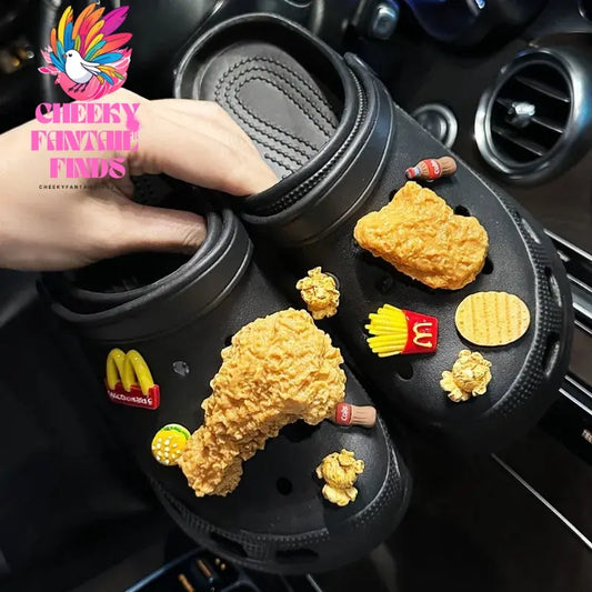 Food Chicken Wing Coke Shoe Charms Designer DIY Simulation Fries Popcorn Shoes Decaration For Clogs Kids Women Gifts New Cheeky Fantail Finds
