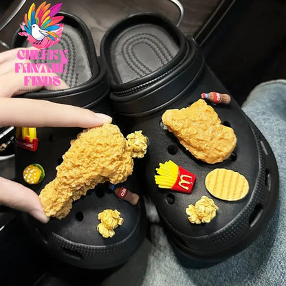Food Chicken Wing Coke Shoe Charms Designer DIY Simulation Fries Popcorn Shoes Decaration For Clogs Kids Women Gifts New Cheeky Fantail Finds