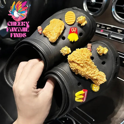 Food Chicken Wing Coke Shoe Charms Designer DIY Simulation Fries Popcorn Shoes Decaration For Clogs Kids Women Gifts New Cheeky Fantail Finds