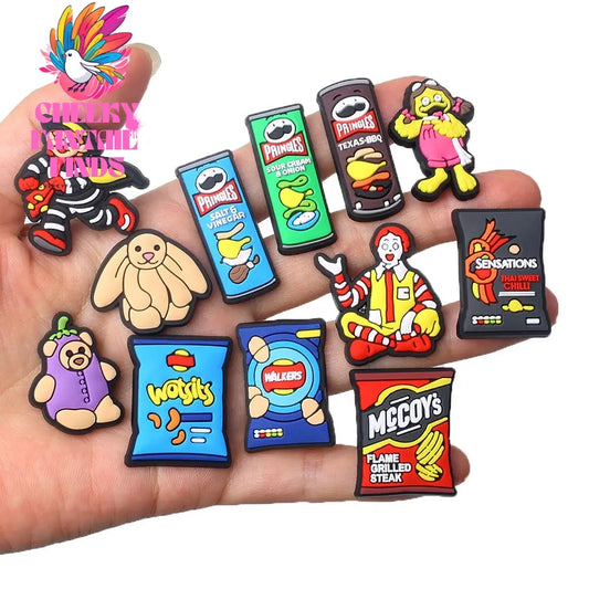 Food series 1-18pcs Hot blood anime Shoes Decorated pvc shoes charm selling designer custom shoe charm Cheeky Fantail Finds