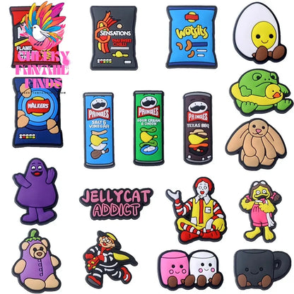 Food series 1-18pcs Hot blood anime Shoes Decorated pvc shoes charm selling designer custom shoe charm Cheeky Fantail Finds