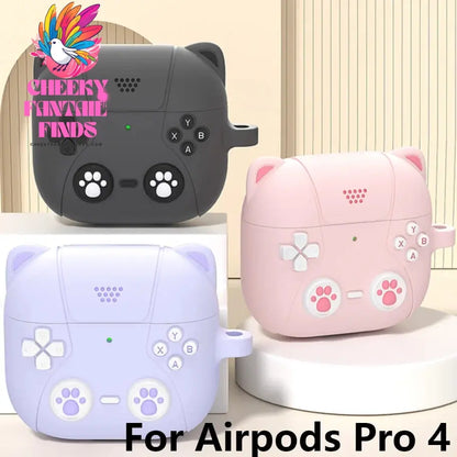 For AirPods 4 2024 Earphones Case Cute Cat Paws Silicone Protective Covers & Hook Earbuds Charging Case For Air Pods Pro 4 Case Cheeky Fantail Finds