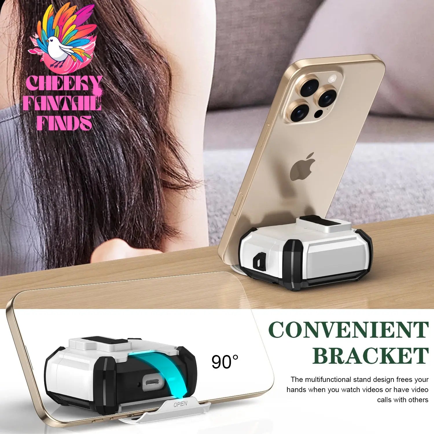 For AirPods 4 Case Secure Lock Full-Body Shockproof Protective Cover 2024 (USB-C) with Keychain Drop-Proof Lock For AirPods 4th Cheeky Fantail Finds