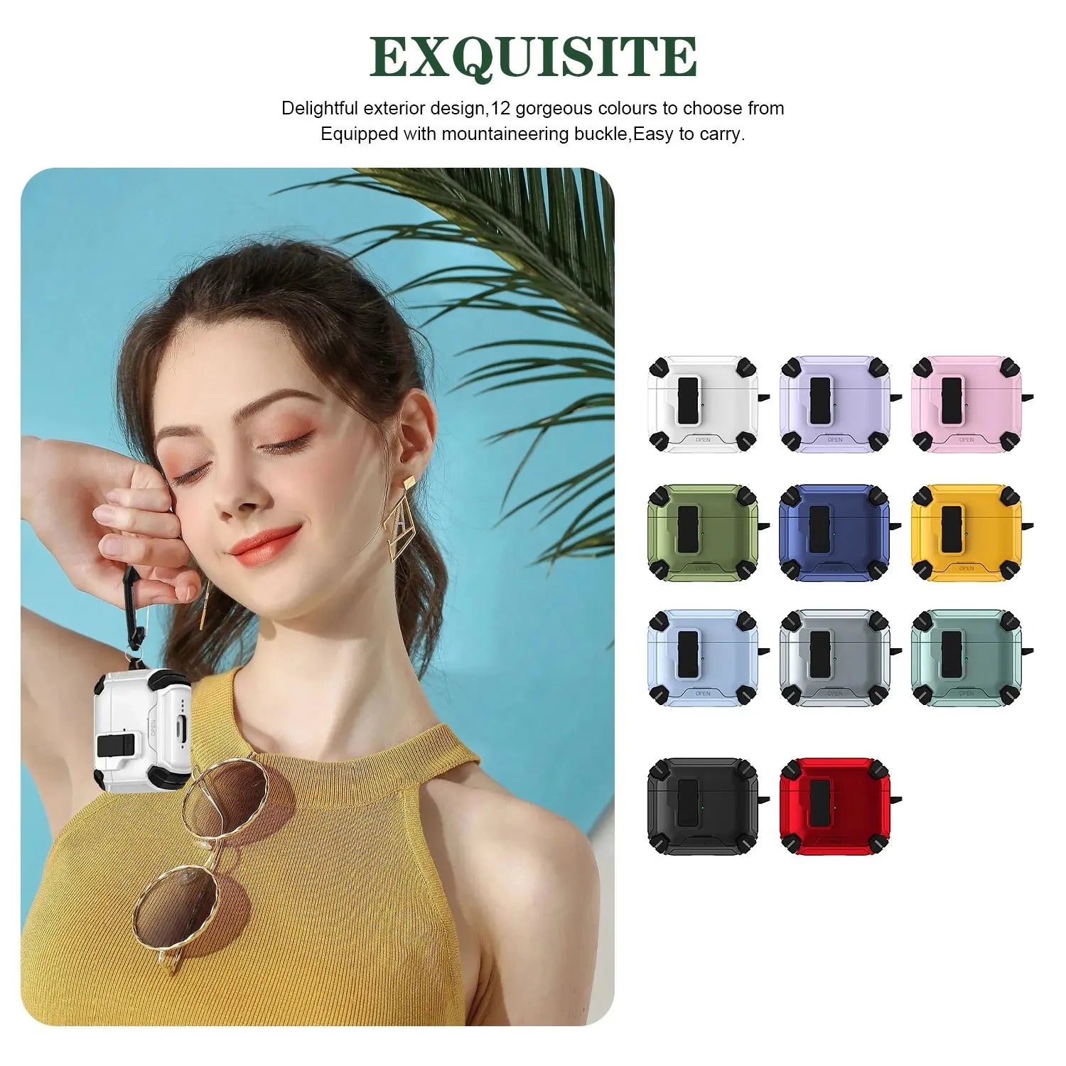 For AirPods 4 Case Secure Lock Full-Body Shockproof Protective Cover 2024 (USB-C) with Keychain Drop-Proof Lock For AirPods 4th Cheeky Fantail Finds