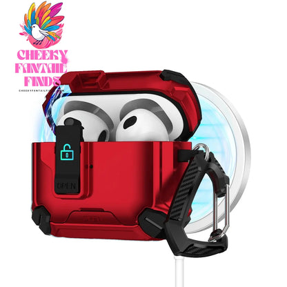 For AirPods 4 Case Secure Lock Full-Body Shockproof Protective Cover 2024 (USB-C) with Keychain Drop-Proof Lock For AirPods 4th Cheeky Fantail Finds