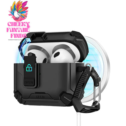 For AirPods 4 Case Secure Lock Full-Body Shockproof Protective Cover 2024 (USB-C) with Keychain Drop-Proof Lock For AirPods 4th Cheeky Fantail Finds