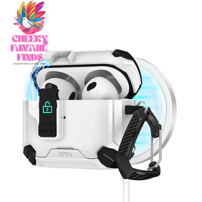 For AirPods 4 Case Secure Lock Full-Body Shockproof Protective Cover 2024 (USB-C) with Keychain Drop-Proof Lock For AirPods 4th Cheeky Fantail Finds