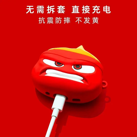 For Airpods 1 2 3 4 Pro Pro 2 Inside Out Anger Silicone Earphone Case Accessories Cover Cheeky Fantail Finds