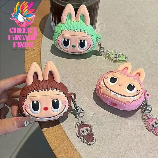 For Apple AirPods 1 2 3 4 Pro 2 Case 3D Labubu Cute Cartoon Silicone Earphone Protective Case Headphone Box With Pendant Cover Cheeky Fantail Finds