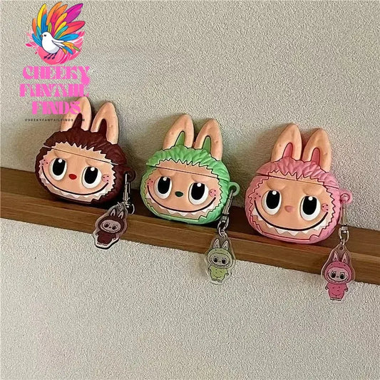 For Apple AirPods 1 2 3 4 Pro 2 Case 3D Labubu Cute Cartoon Silicone Earphone Protective Case Headphone Box With Pendant Cover Cheeky Fantail Finds