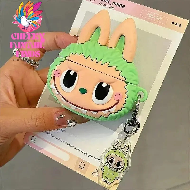 For Apple AirPods 1 2 3 4 Pro 2 Case 3D Labubu Cute Cartoon Silicone Earphone Protective Case Headphone Box With Pendant Cover Cheeky Fantail Finds