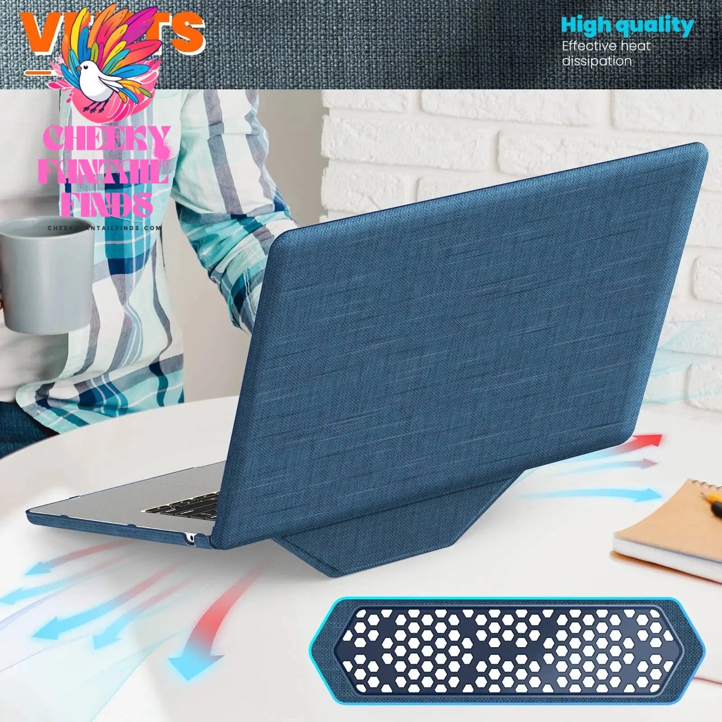 For MacBook Air 15 15.3inch M2 A2941 2023 2024 Air 13.6 Pro 16 14 13, Premium Fabric Case with Magnetic Stand Lightweight Shell Cheeky Fantail Finds