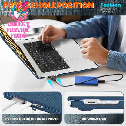 For MacBook Air 15 15.3inch M2 A2941 2023 2024 Air 13.6 Pro 16 14 13, Premium Fabric Case with Magnetic Stand Lightweight Shell Cheeky Fantail Finds