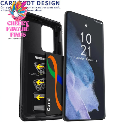 For Samsung Galaxy S21/S21 Ultra/S21 FE 5G Phone Case Hybrid Ring Kickstand Card Slot Camera Protection Shockproof Hard Cover Cheeky Fantail Finds