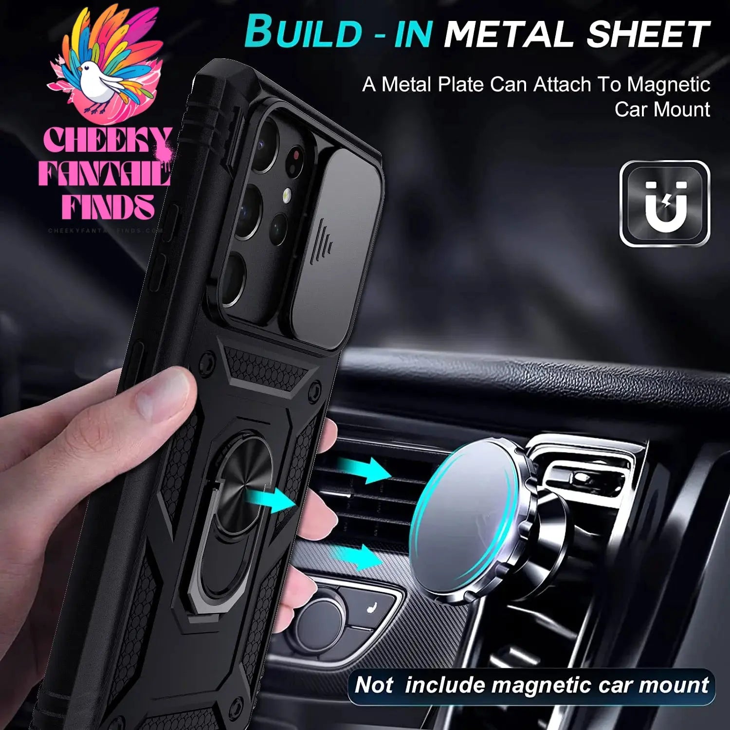 For Samsung Galaxy S21/S21 Ultra/S21 FE 5G Phone Case Hybrid Ring Kickstand Card Slot Camera Protection Shockproof Hard Cover Cheeky Fantail Finds