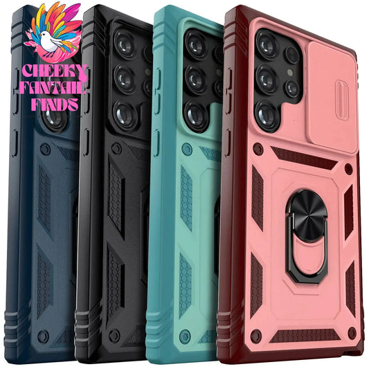 For Samsung Galaxy S24/S24+/S24 Ultra 5G Phone Case Hybrid Ring Kickstand Card Slot Camera Protection Hard Shockproof Cover Cheeky Fantail Finds
