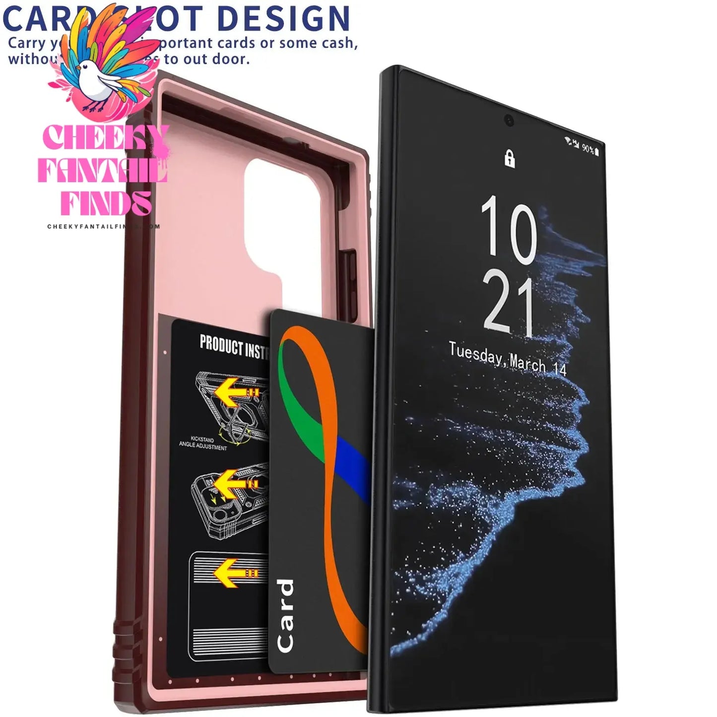 For Samsung Galaxy S24/S24+/S24 Ultra 5G Phone Case Hybrid Ring Kickstand Card Slot Camera Protection Hard Shockproof Cover Cheeky Fantail Finds