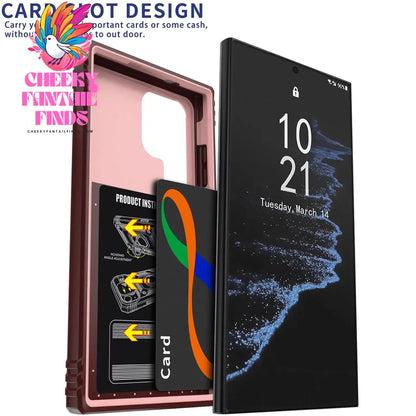 For Samsung Galaxy S24/S24+/S24 Ultra 5G Phone Case Hybrid Ring Kickstand Card Slot Camera Protection Hard Shockproof Cover Cheeky Fantail Finds
