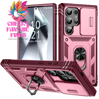 For Samsung Galaxy S24/S24+/S24 Ultra 5G Phone Case Hybrid Ring Kickstand Card Slot Camera Protection Hard Shockproof Cover Cheeky Fantail Finds