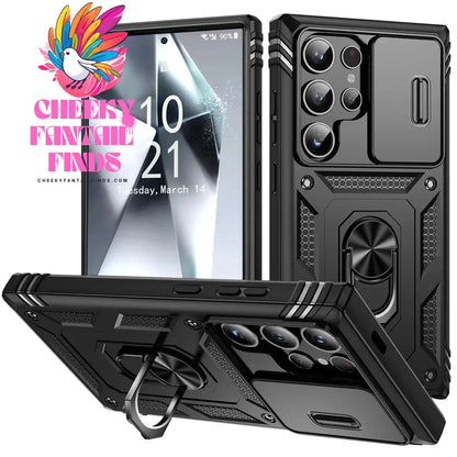 For Samsung Galaxy S24/S24+/S24 Ultra 5G Phone Case Hybrid Ring Kickstand Card Slot Camera Protection Hard Shockproof Cover Cheeky Fantail Finds